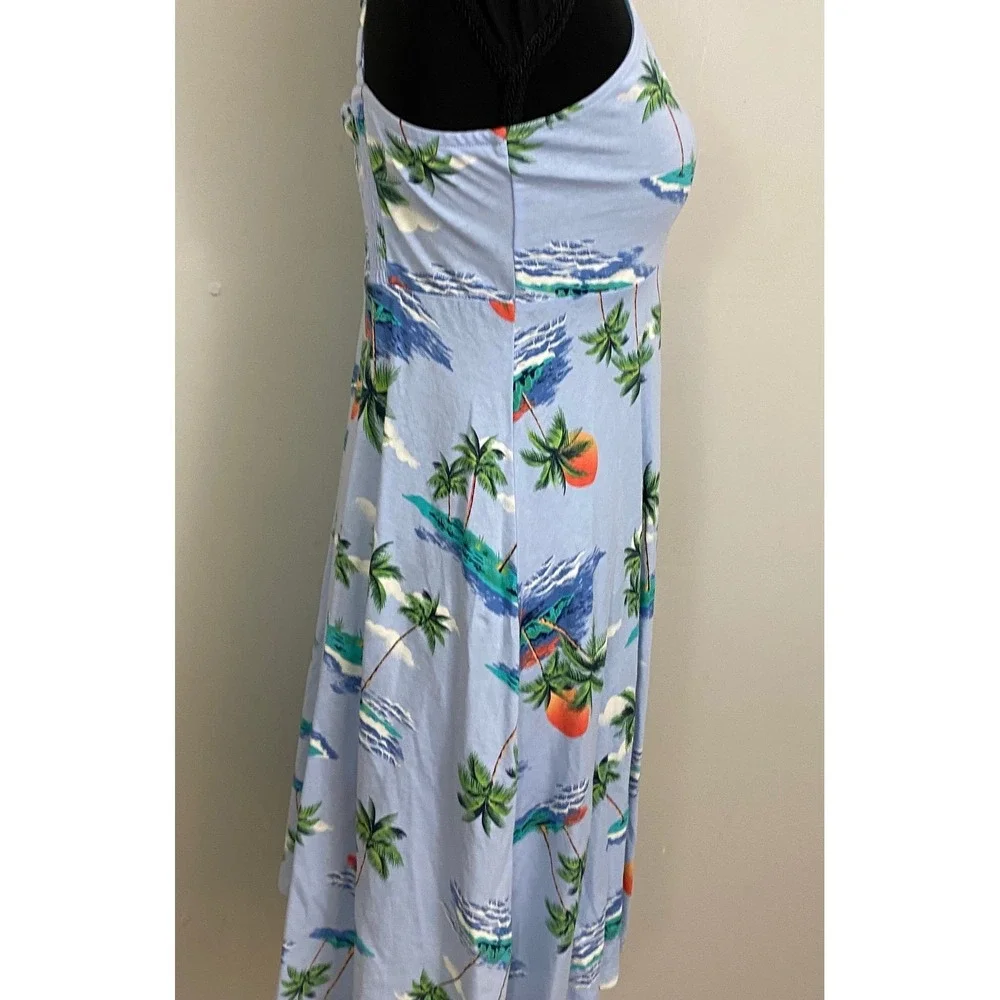 Old Navy Tropical Cami Dress Girls XL 14 Blue  Palm‎ Tree Island Summer Vacation